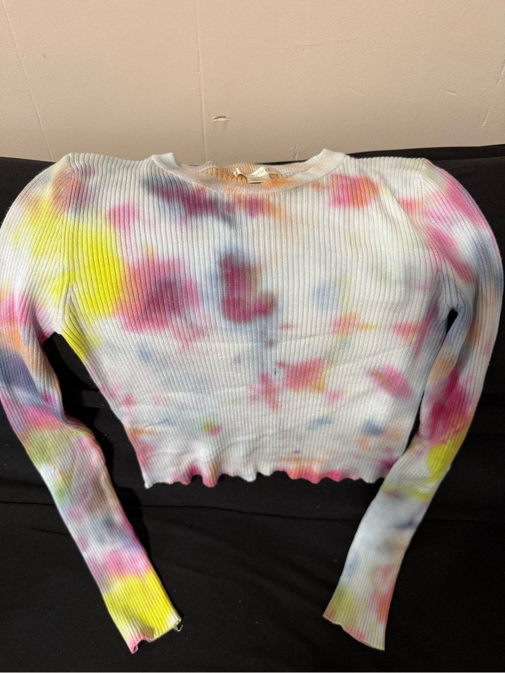 Tie-Dye Ribbed Cropped Sweater — Multicolor